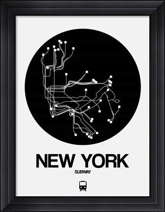 Framed New York Black Subway Map Print