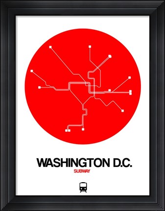 Framed Washington D.C. Red Subway Map Print