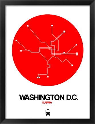 Framed Washington D.C. Red Subway Map Print