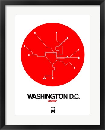 Framed Washington D.C. Red Subway Map Print