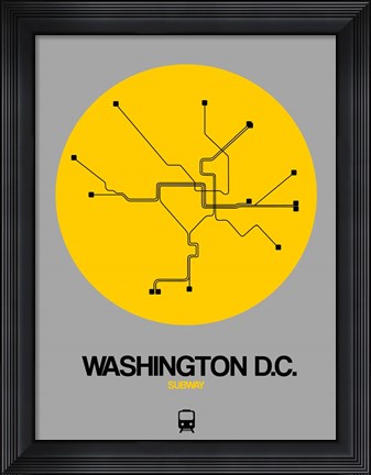 Framed Washington D.C. Yellow Subway Map Print