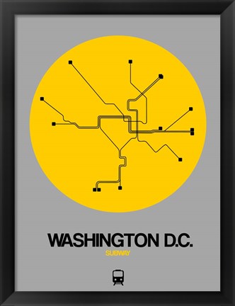 Framed Washington D.C. Yellow Subway Map Print