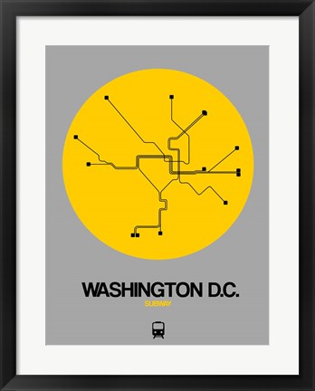 Framed Washington D.C. Yellow Subway Map Print