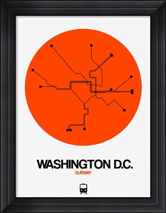 Framed Washington D.C. Orange Subway Map Print