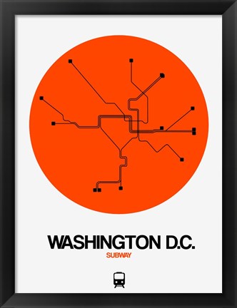 Framed Washington D.C. Orange Subway Map Print