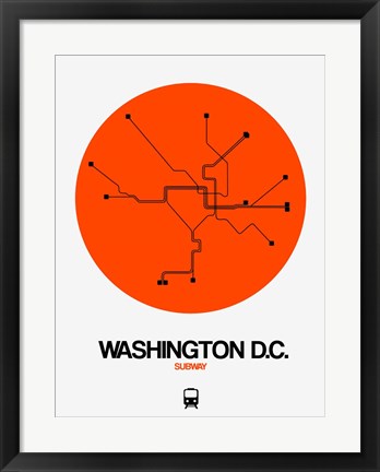 Framed Washington D.C. Orange Subway Map Print