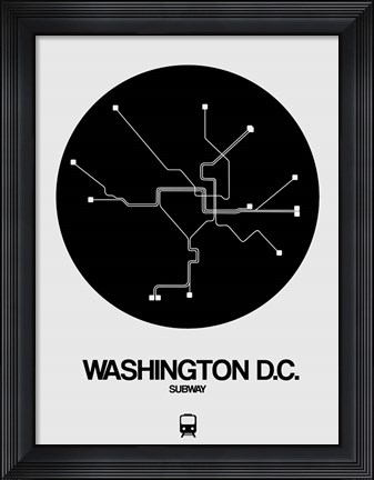 Framed Washington D.C. Black Subway Map Print
