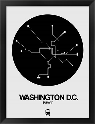 Framed Washington D.C. Black Subway Map Print