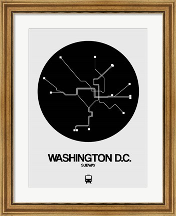 Framed Washington D.C. Black Subway Map Print