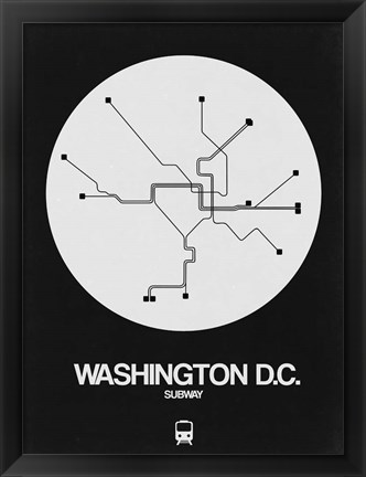 Framed Washington D.C. White Subway Map Print