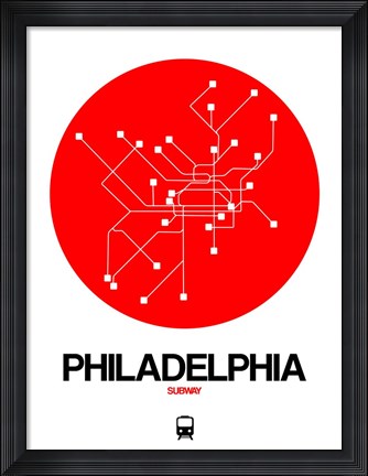 Framed Philadelphia Red Subway Map Print