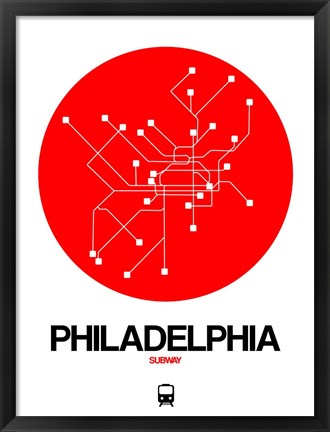 Framed Philadelphia Red Subway Map Print