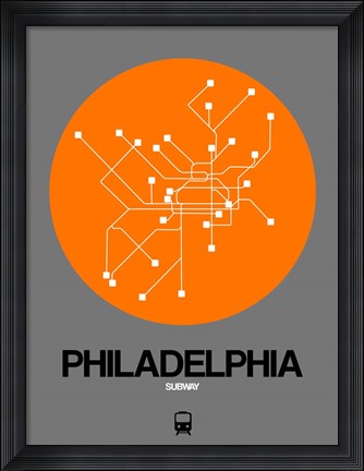 Framed Philadelphia Orange Subway Map Print