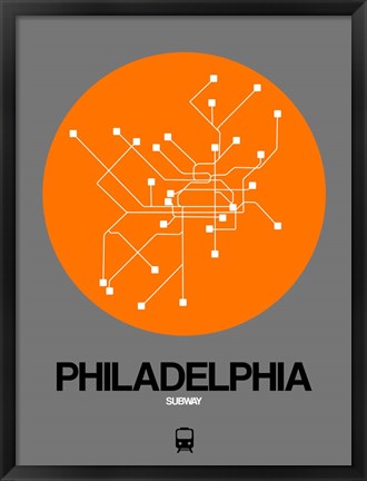 Framed Philadelphia Orange Subway Map Print