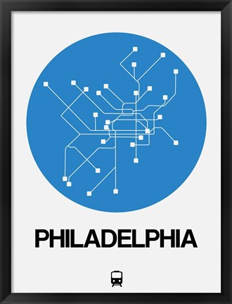 Framed Philadelphia Blue Subway Map Print