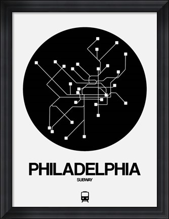 Framed Philadelphia Black Subway Map Print