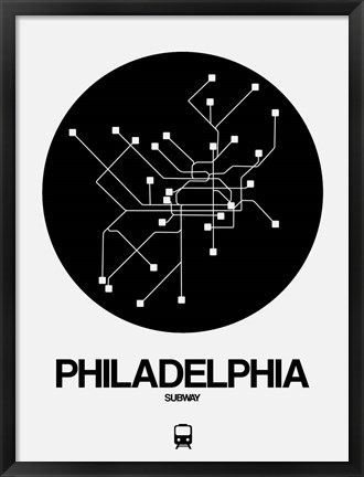 Framed Philadelphia Black Subway Map Print