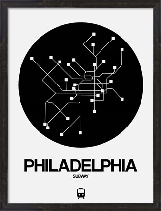 Framed Philadelphia Black Subway Map Print