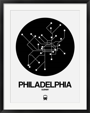 Framed Philadelphia Black Subway Map Print