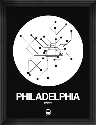 Framed Philadelphia White Subway Map Print