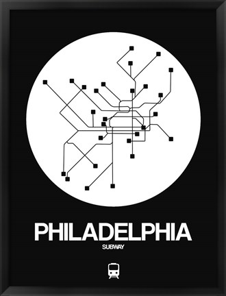 Framed Philadelphia White Subway Map Print