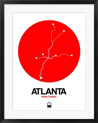 Framed Atlanta Red Subway Map Print