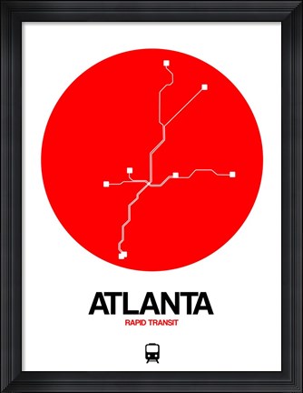 Framed Atlanta Red Subway Map Print