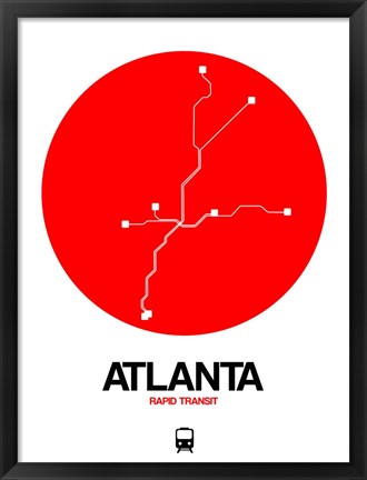 Framed Atlanta Red Subway Map Print