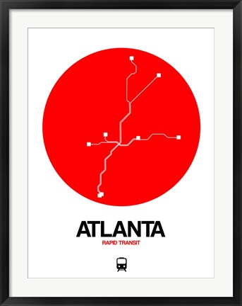 Framed Atlanta Red Subway Map Print