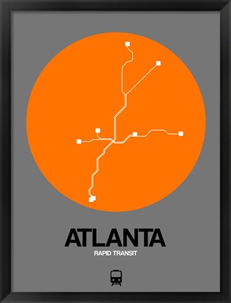 Framed Atlanta Orange Subway Map Print