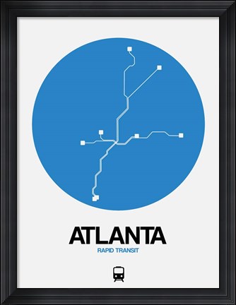 Framed Atlanta Blue Subway Map Print