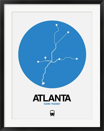 Framed Atlanta Blue Subway Map Print