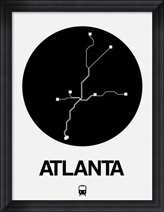 Framed Atlanta Black Subway Map Print