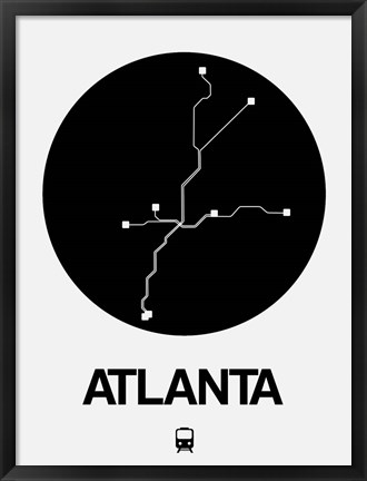 Framed Atlanta Black Subway Map Print