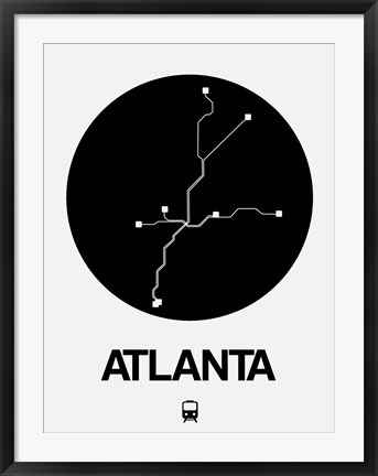 Framed Atlanta Black Subway Map Print