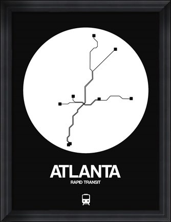 Framed Atlanta White Subway Map Print