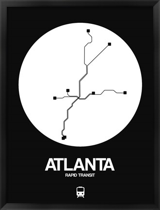 Framed Atlanta White Subway Map Print