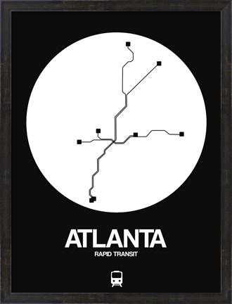 Framed Atlanta White Subway Map Print
