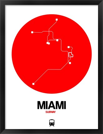 Framed Miami Red Subway Map Print