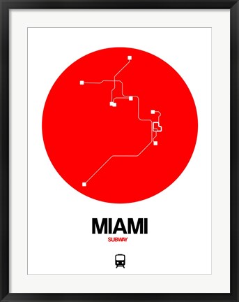 Framed Miami Red Subway Map Print