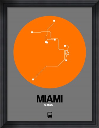 Framed Miami Orange Subway Map Print