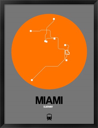 Framed Miami Orange Subway Map Print