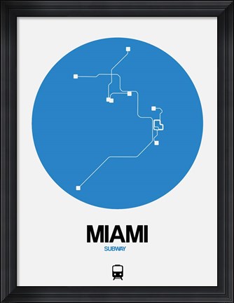 Framed Miami Blue Subway Map Print
