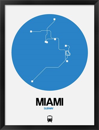 Framed Miami Blue Subway Map Print