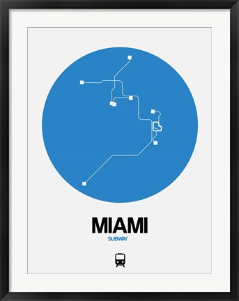 Framed Miami Blue Subway Map Print