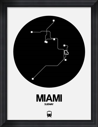 Framed Miami Black Subway Map Print