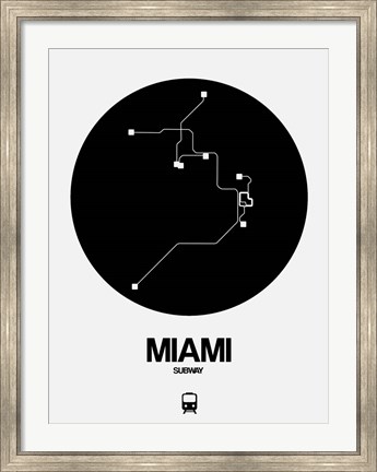 Framed Miami Black Subway Map Print