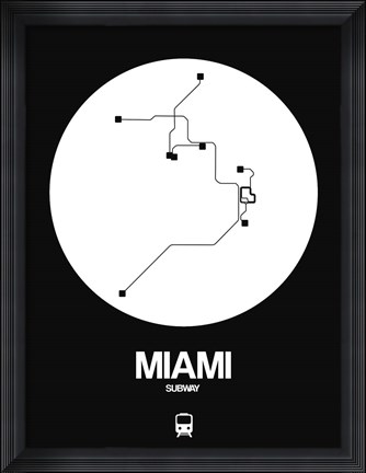 Framed Miami White Subway Map Print