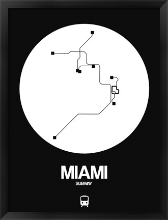 Framed Miami White Subway Map Print