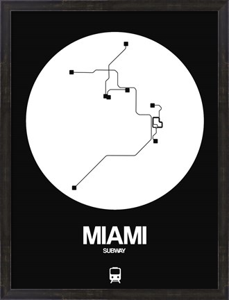 Framed Miami White Subway Map Print